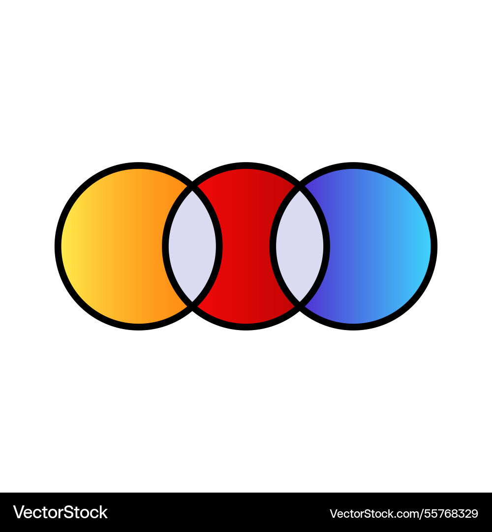 Three overlapping circles in bright colors create vector image