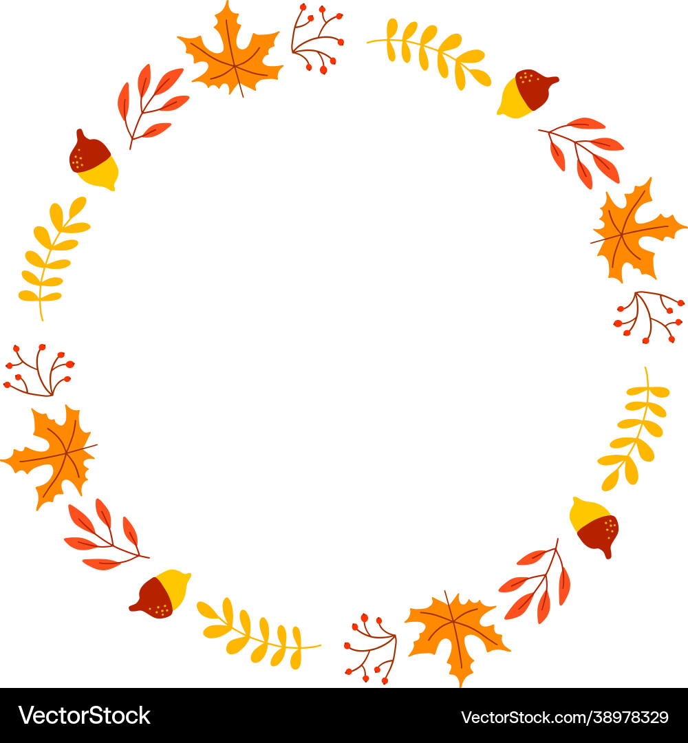 Wreath autumn leaves and fruit in watercolor Wreath autumn leaves and fruit in watercolor vector image