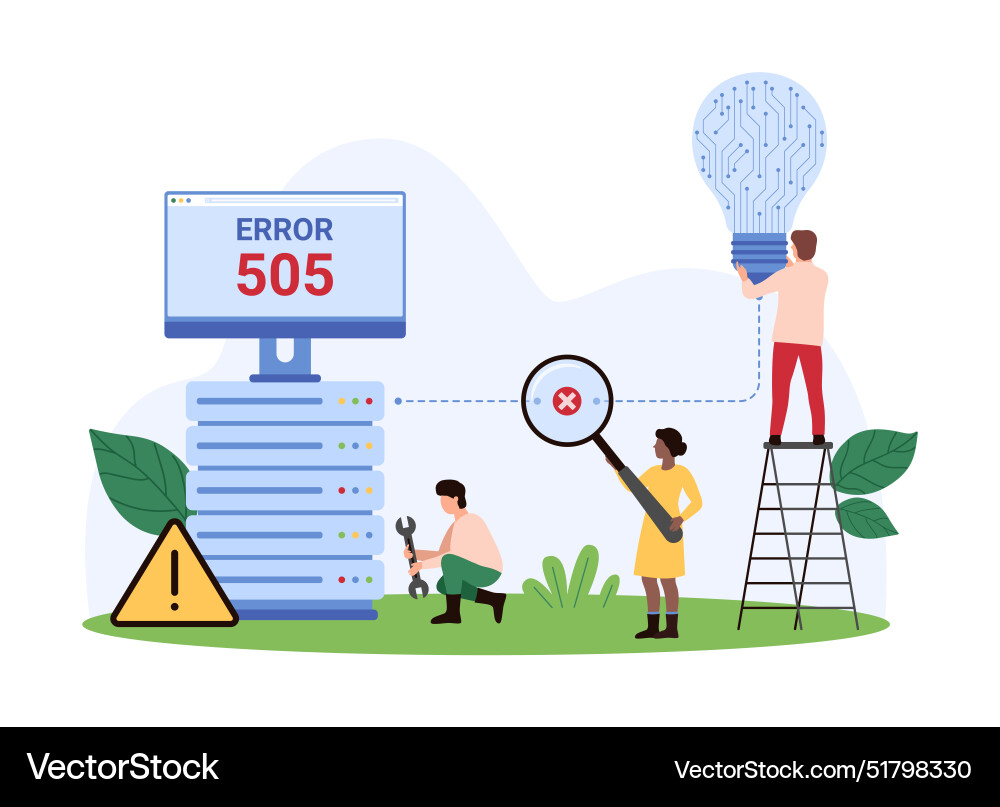 505 error http version not supported tiny people vector image