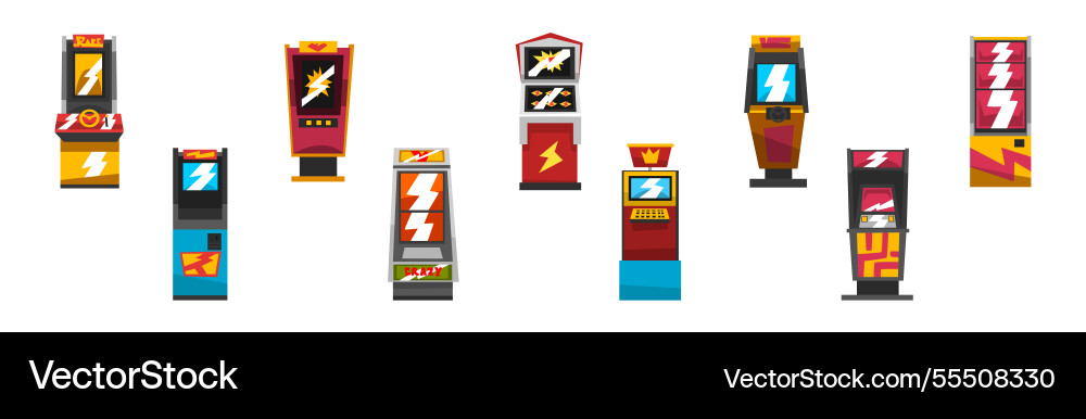 Amusement game machine and control panel Amusement game machine and control panel vector image