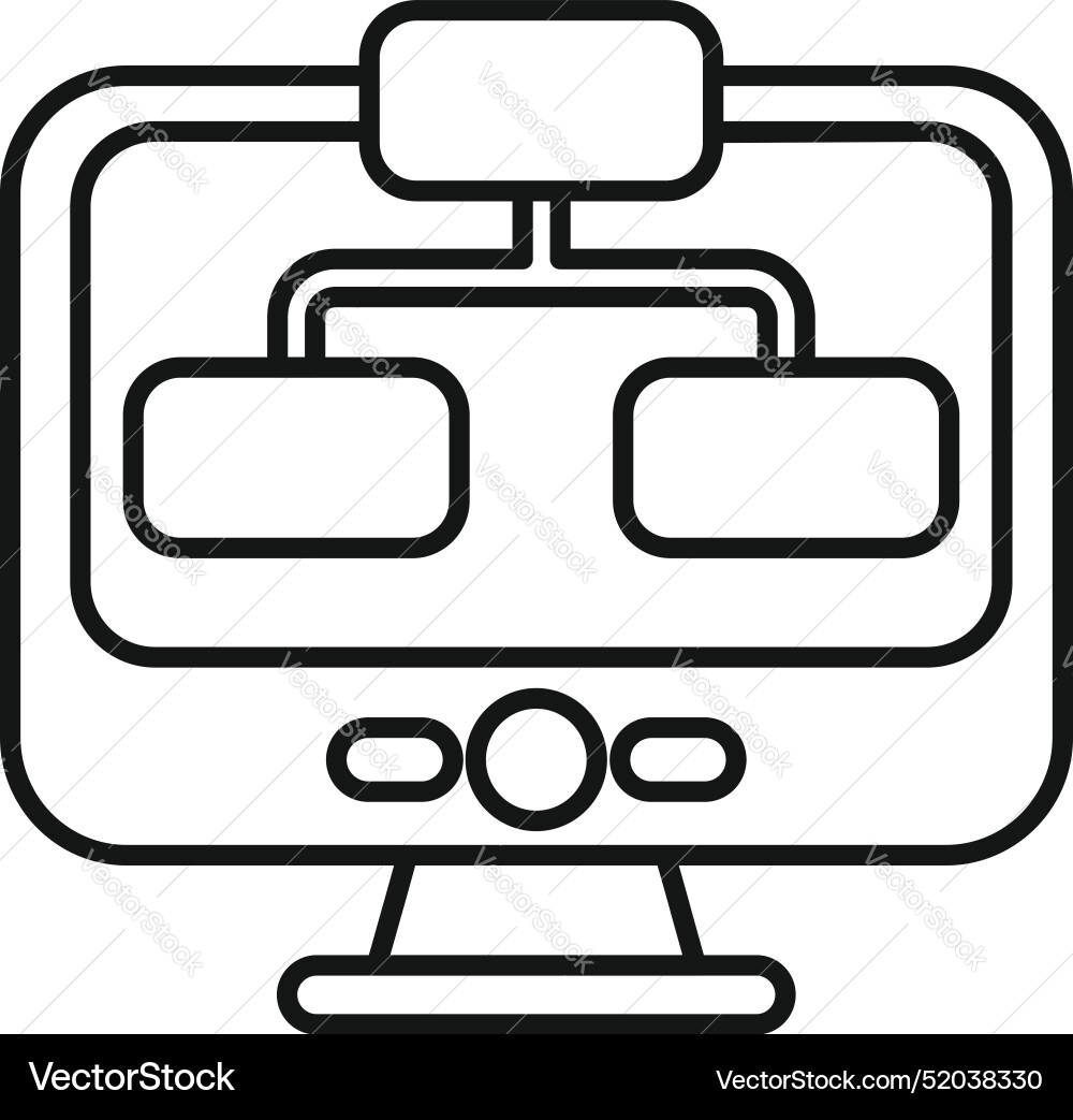 Computer showing data analysis with flowchart Computer showing data analysis with flowchart vector image
