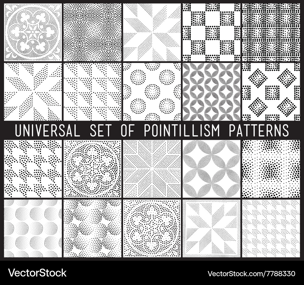 Geometric Pointillist Pattern Set vector image