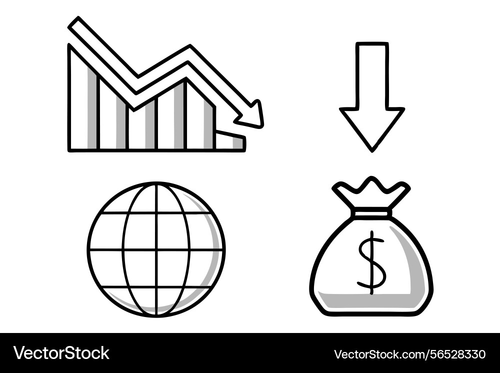 Global recession icon showing declining graph vector image
