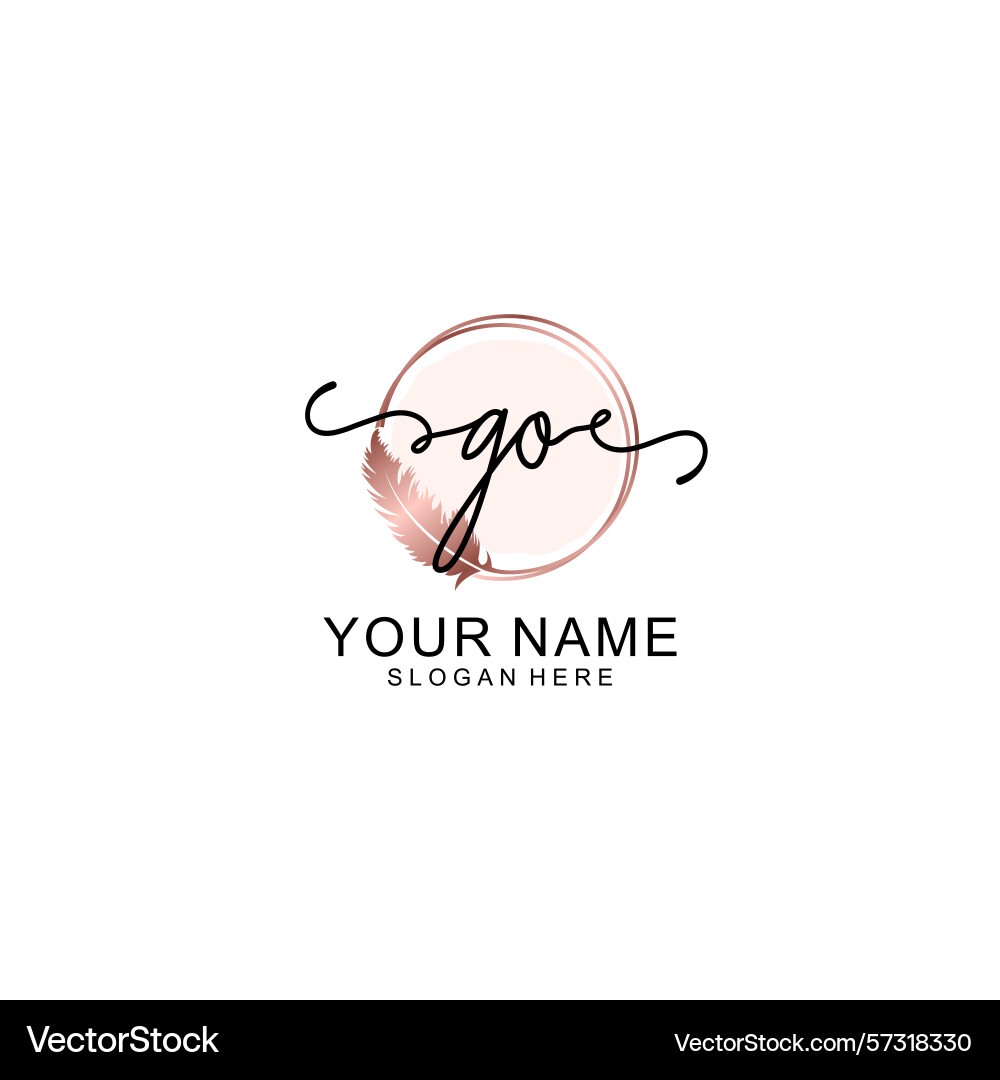 Handwritten go initial logo with circle Vector Image