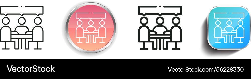 Meeting icon thin linear regular and button style vector image