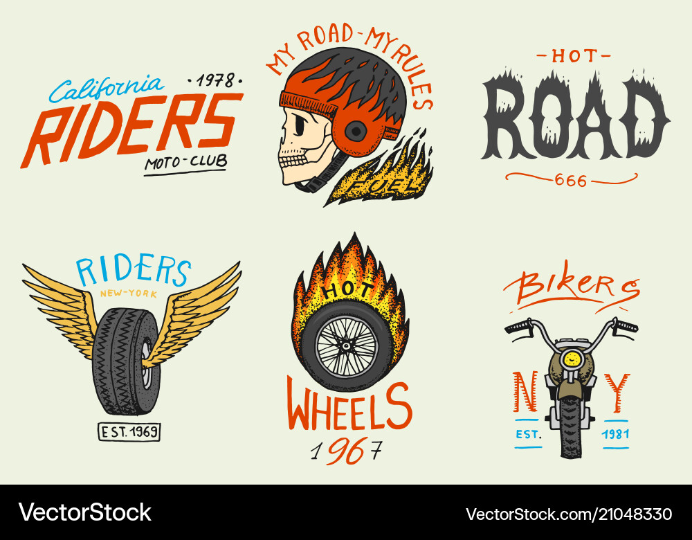 Motorräder und Biker Club Templates Jahrgang Motorräder und Biker Club Templates Jahrgang vektorbild