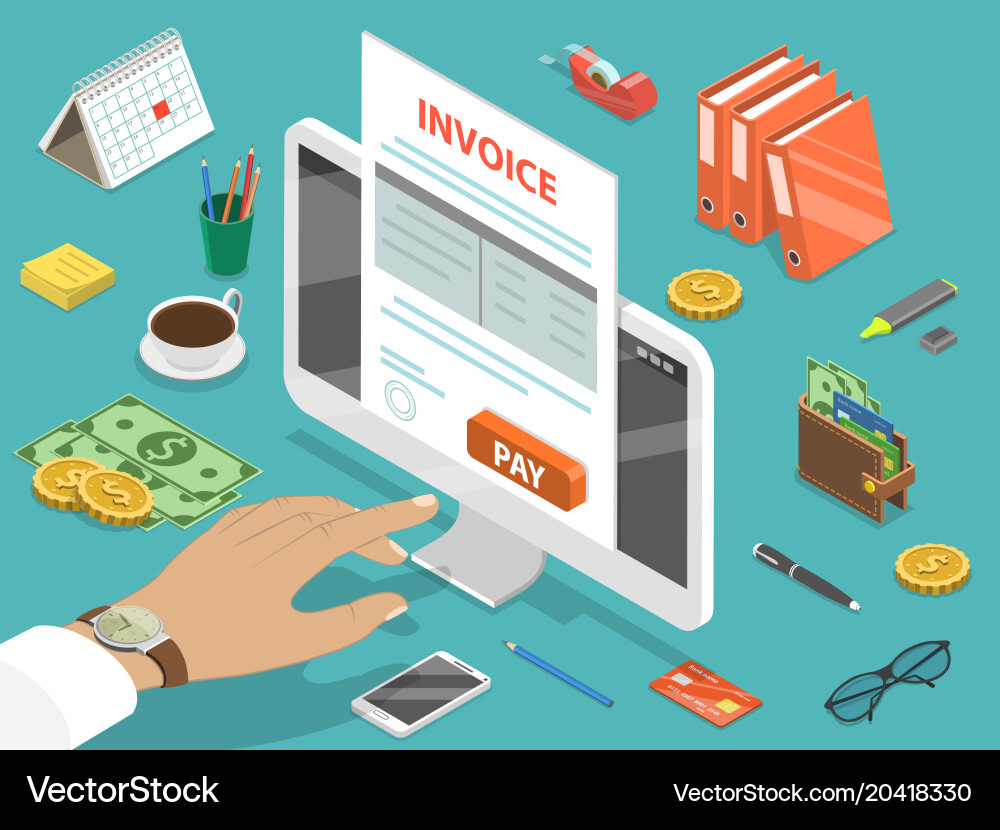 Online Invoice Payment Concept Royalty Free Vector Image
