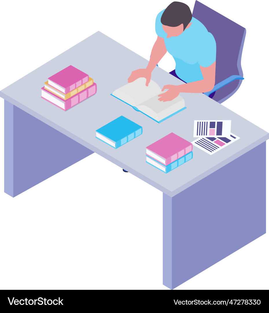 Reading at table composition Reading at table composition vector image