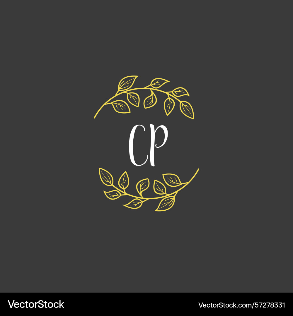 Botanical monogram logos with initial cp Botanical monogram logos with initial cp Vector Image