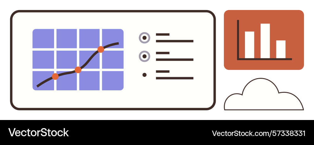 Data visualization with line chart and bar graph Data visualization with line chart and bar graph vector image