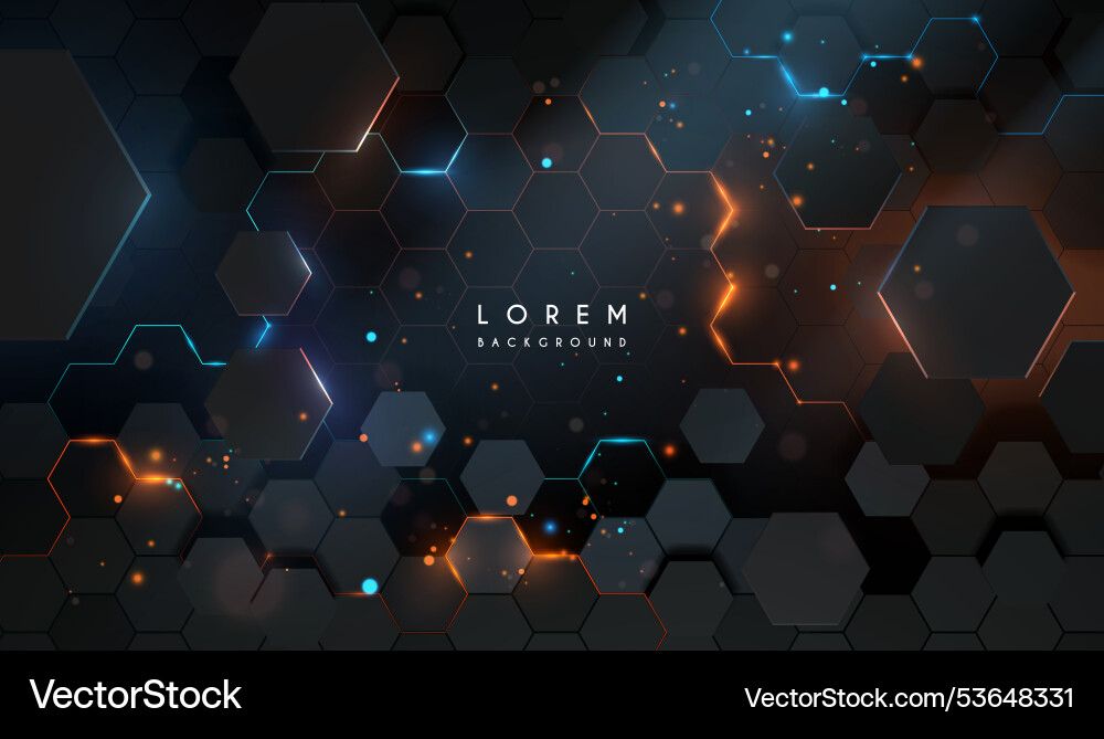 Hexagonal Tech Background with Light Effects vector image