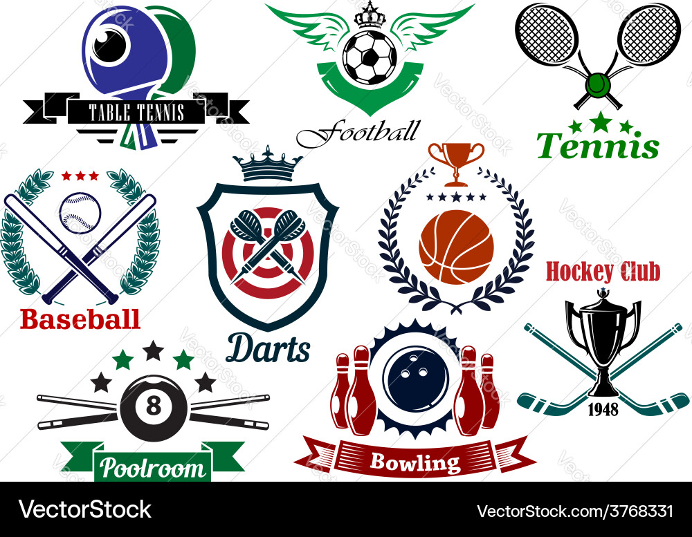 Sports Emblems and Badges Collection Vector Image