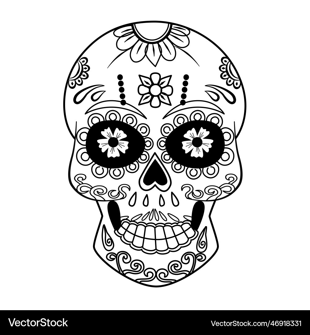 Sugar Skull Ornament Vector Image