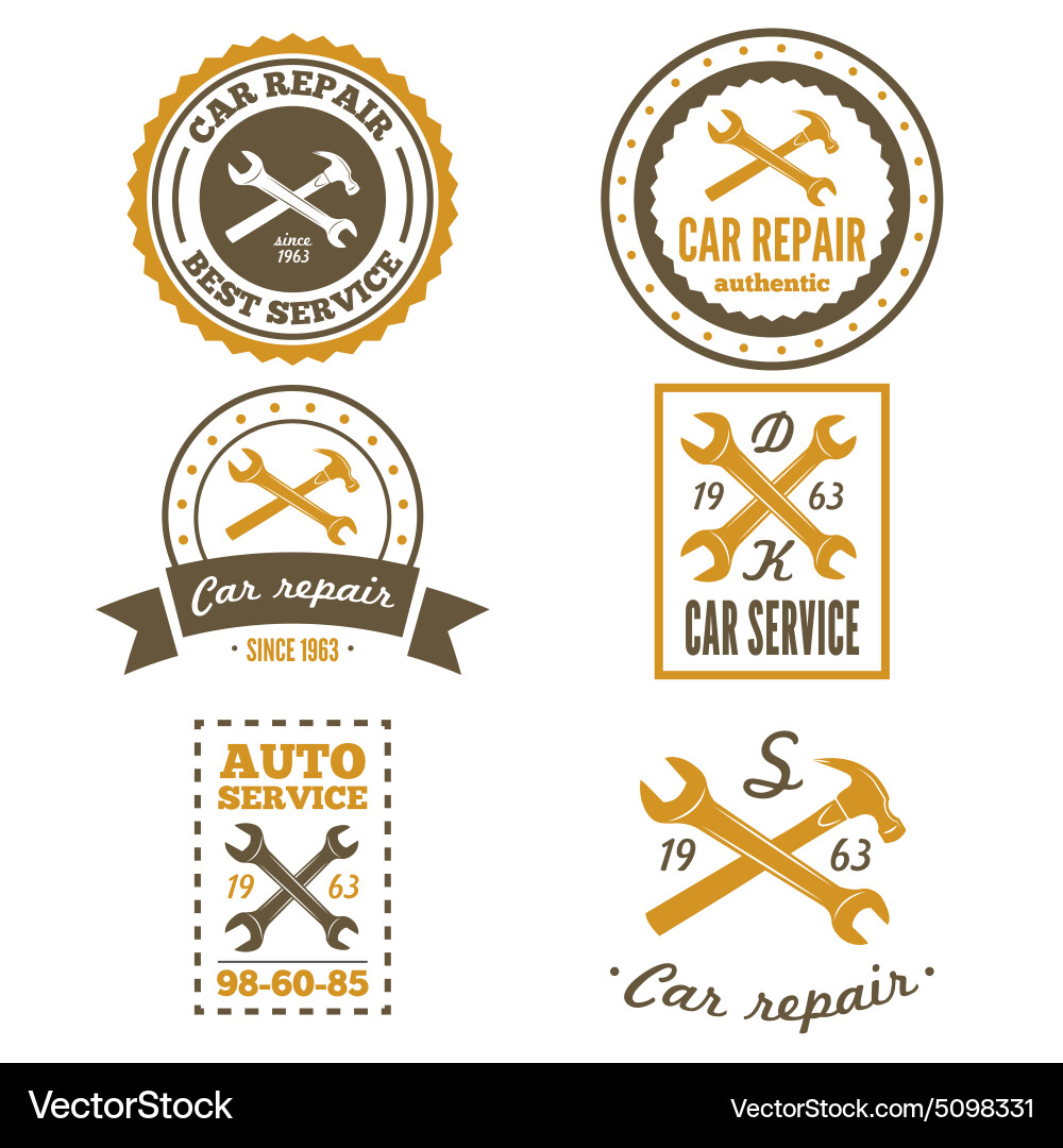 Vintage Mechanic Labels & Emblems Vector Image
