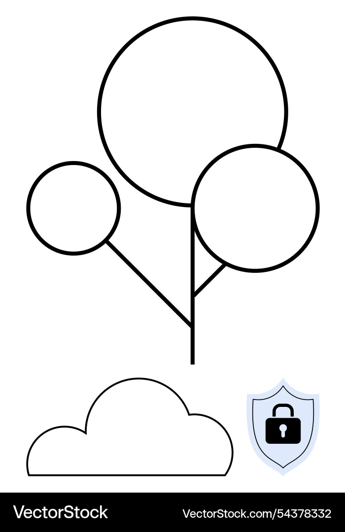 Abstract geometric tree and cloud with security Abstract geometric tree and cloud with security vector image
