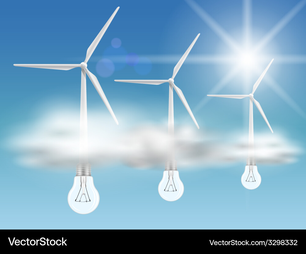 Bulb-turbines in the clouds Vector Image