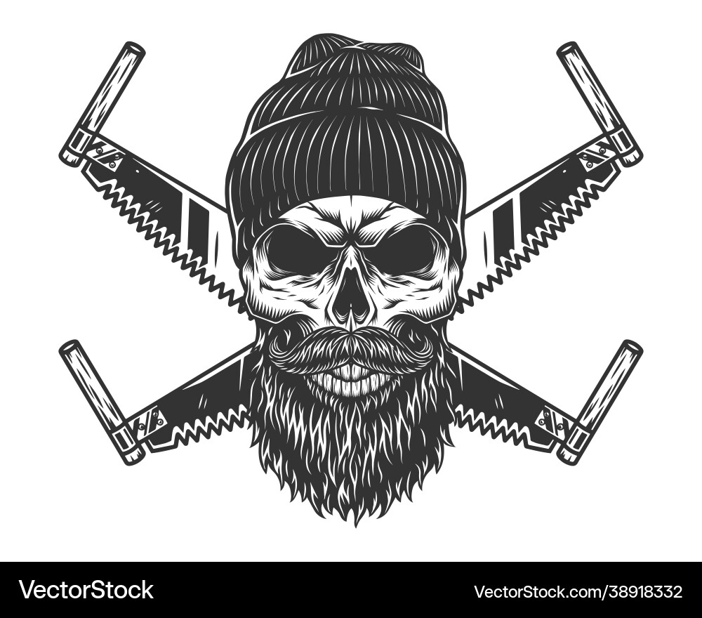 Carpenter Skull with Crossed Saws Vector Image