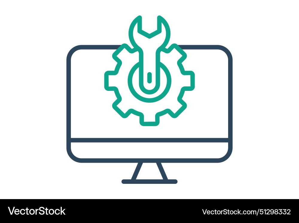 Computer setting icon with gear Computer setting icon with gear Vector Image