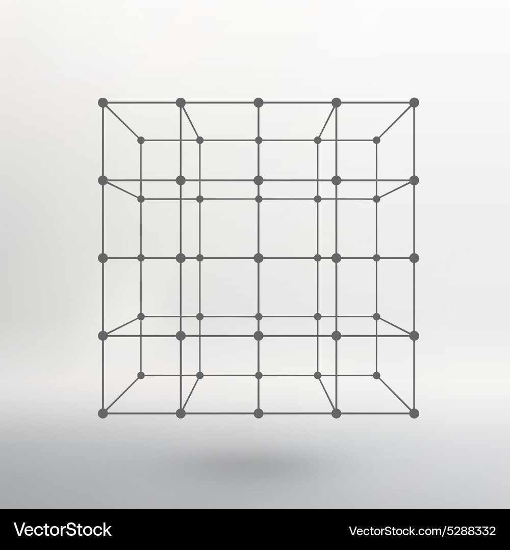 Cube of lines and dots Vector Image