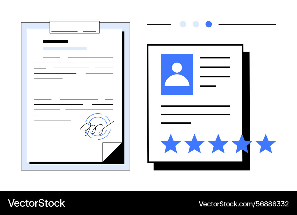 Document approval and profile review with rating Document approval and profile review with rating vector image