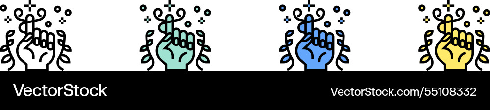 Handsymbol Umriss grün blau und gelb Stil Handsymbol Umriss grün blau und gelb Stil vektorbild
