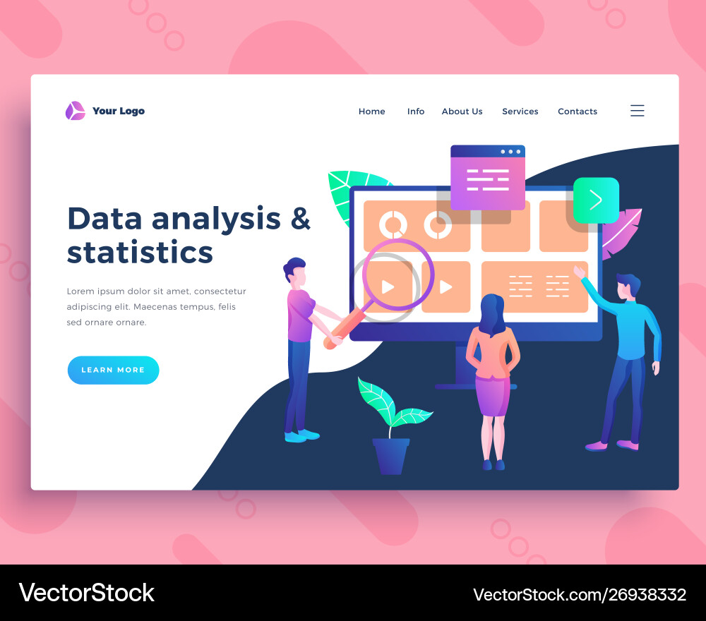 Landing page template data analysis concept