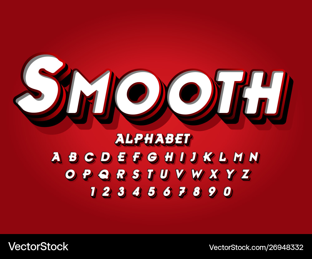 Lettering font 3d view with highlight amp Lettering font 3d view with highlight amp vector image