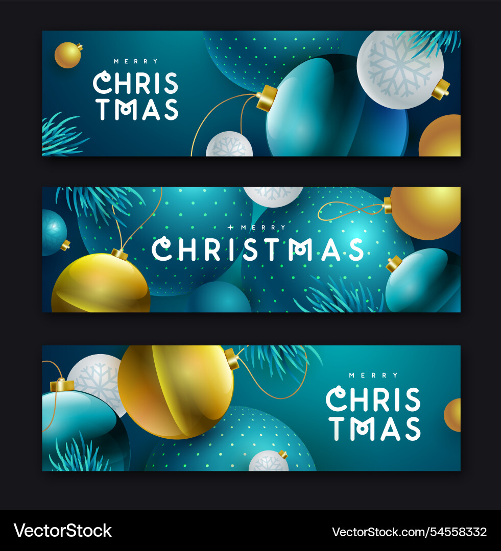 Set of merry christmas and happy new year banners Set of merry christmas and happy new year banners vector image