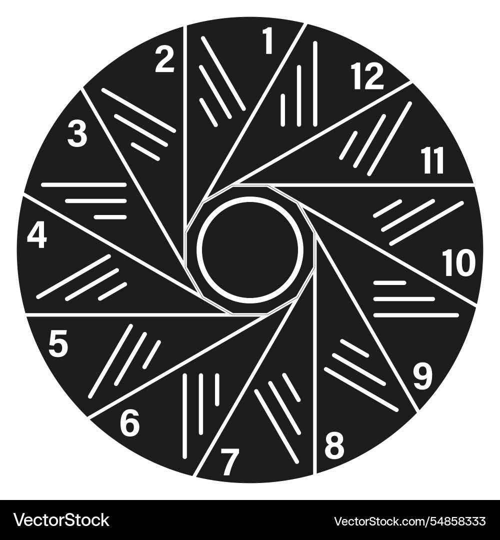 Circular clock numbers one to twelve geometric Vector Image