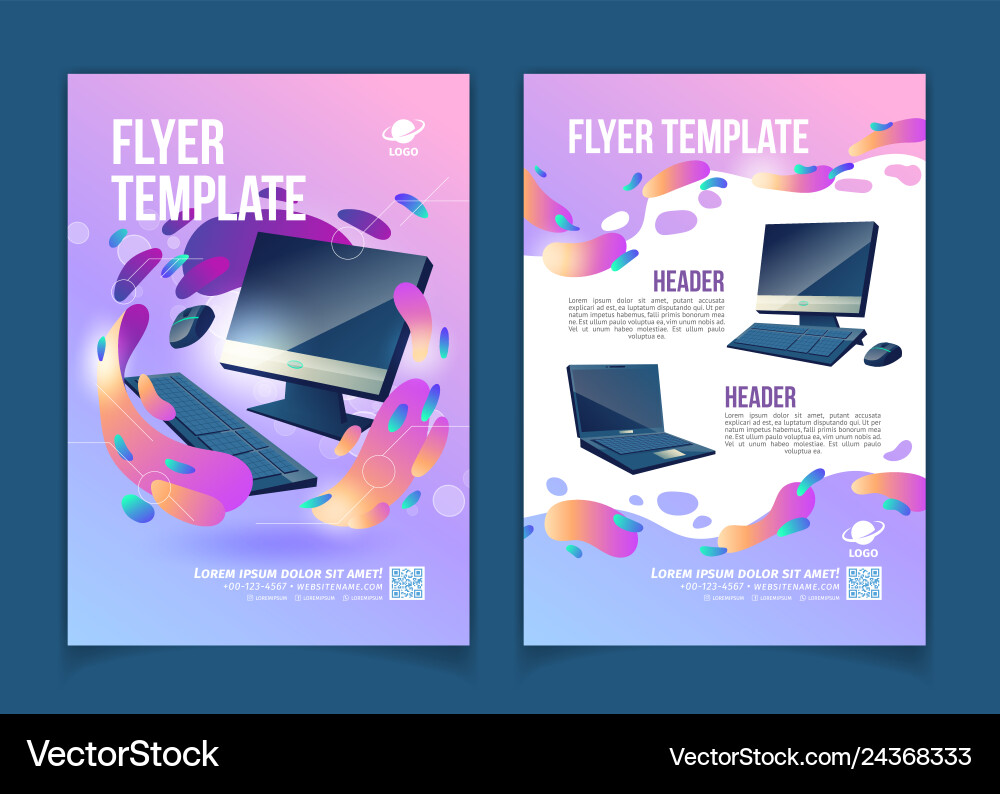 Computer Repair \u0026 Service Flyer – Royalty-Free Vector | VectorStock, image size:1000x794