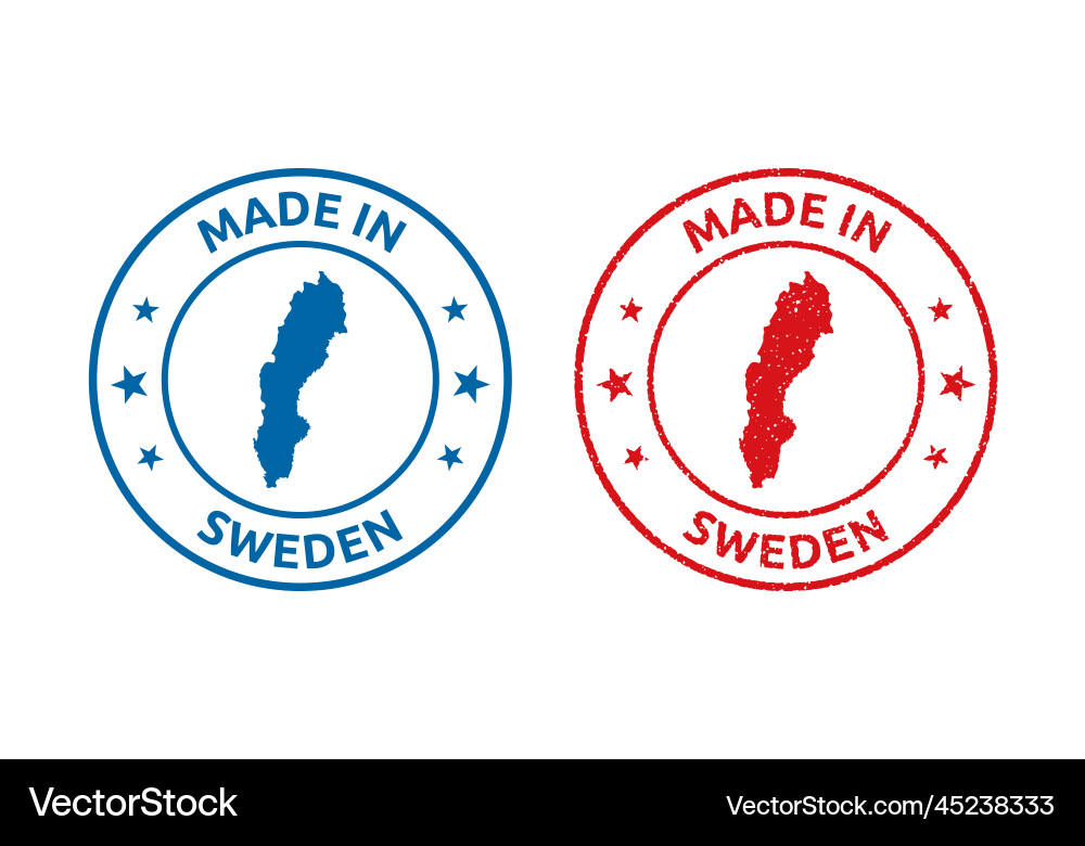 Made in sweden labels set kingdom Made in sweden labels set kingdom vector image