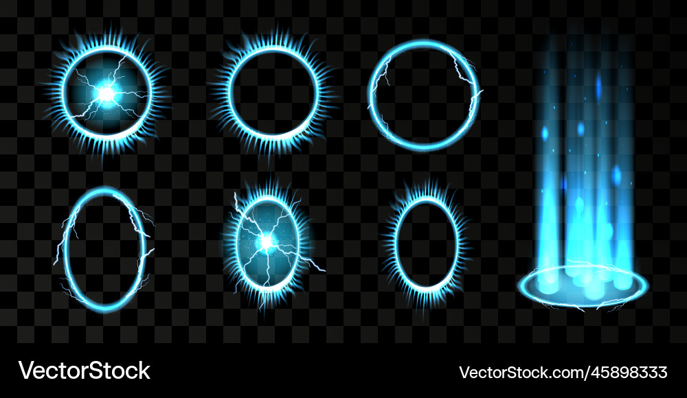 Neon portals 3d magic energy aura circle light Neon portals 3d magic energy aura circle light vector image