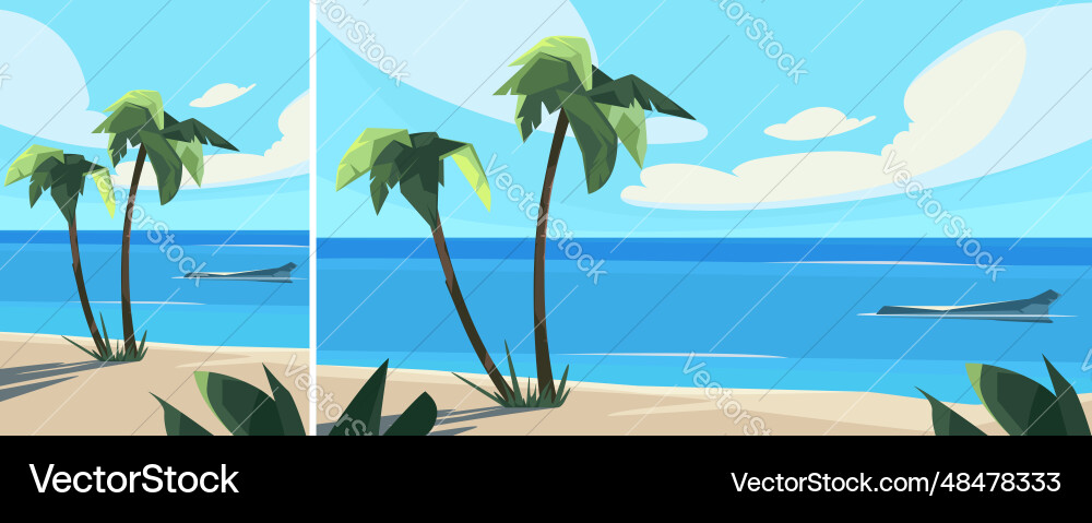 Palm trees with ocean and clouds Palm trees with ocean and clouds vector image