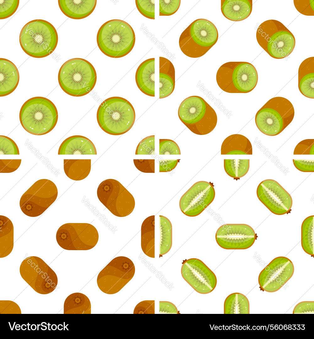 Seamless kiwi pattern showing whole sliced Seamless kiwi pattern showing whole sliced vector image
