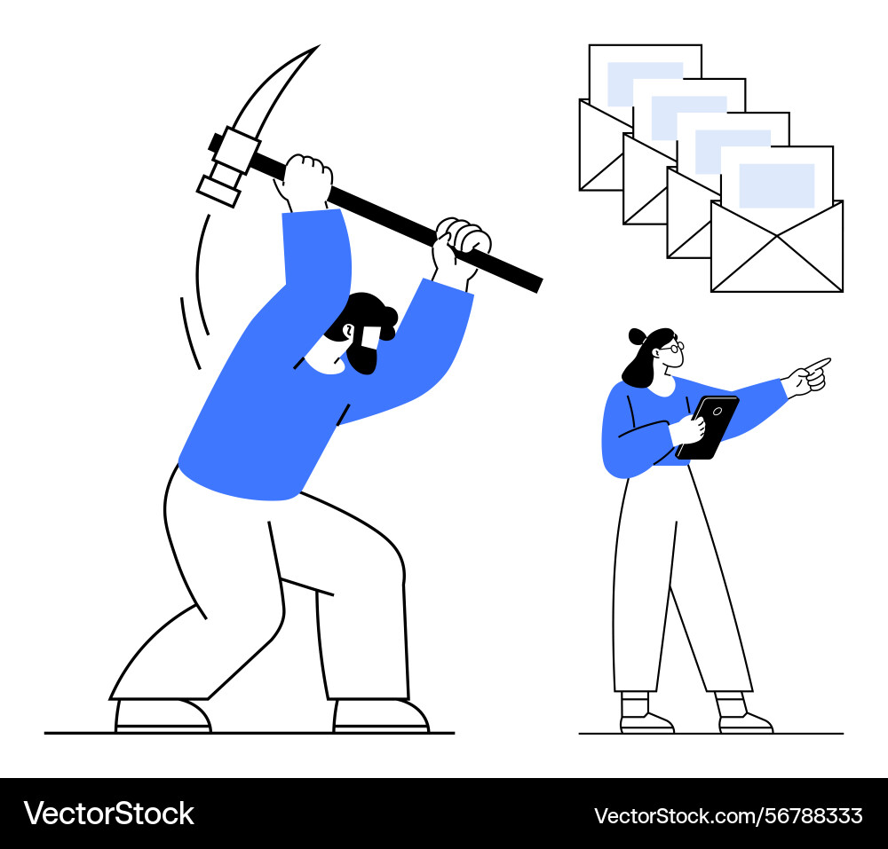 Teamwork in data mining and digital communication vector image
