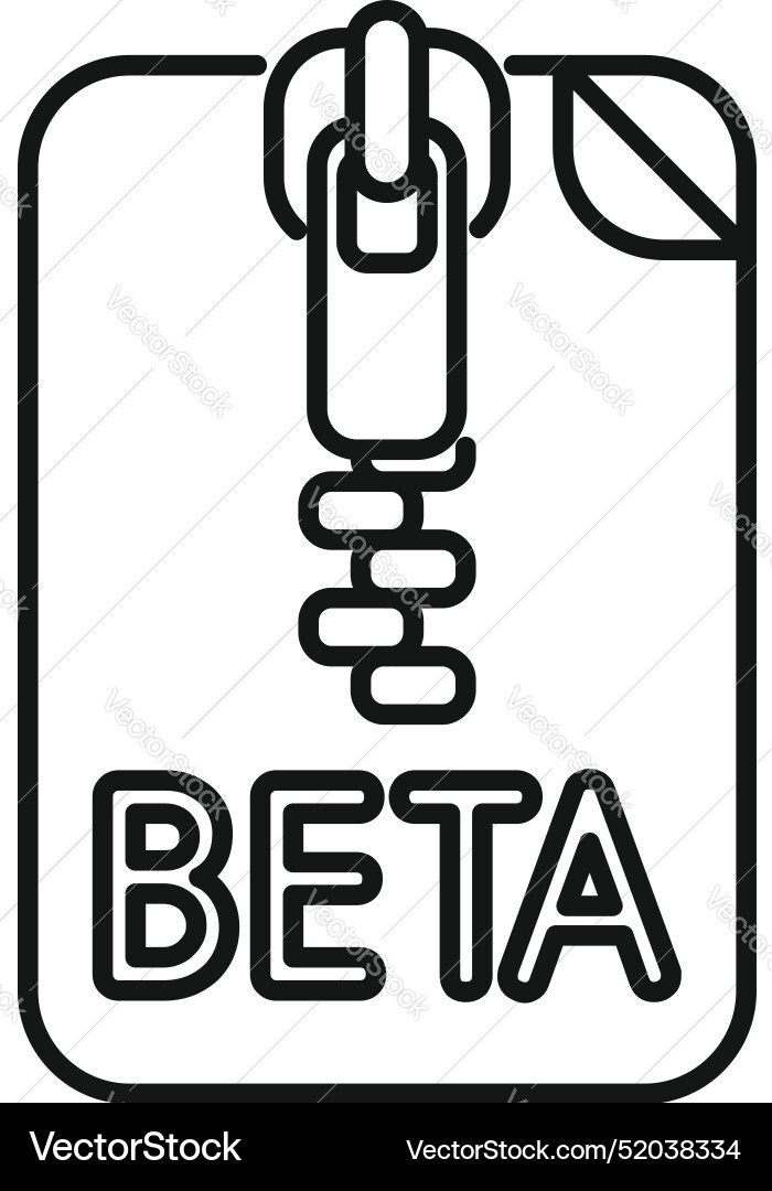 Beta software development icon with zipper opening Beta software development icon with zipper opening vector image