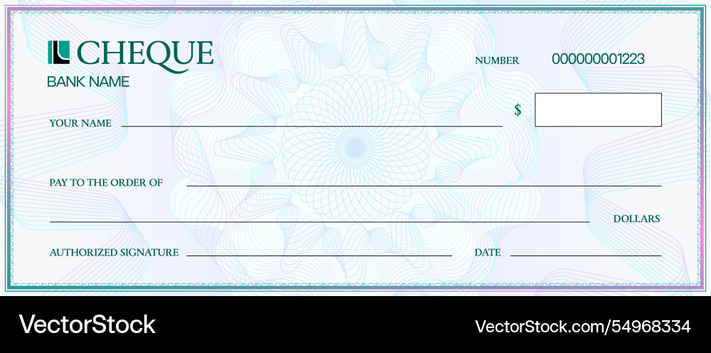 Cheque template with watermark bank payment check Cheque template with watermark bank payment check vector image