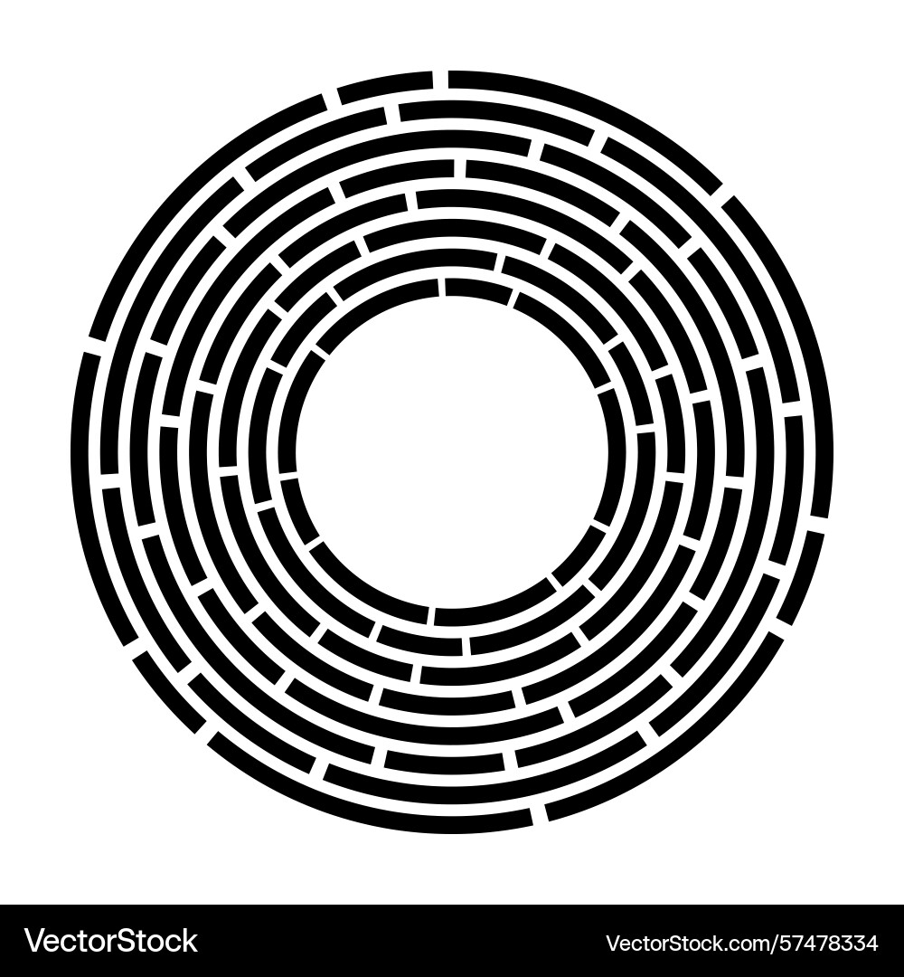 Concentric segments of circles segmented black Concentric segments of circles segmented black vector image