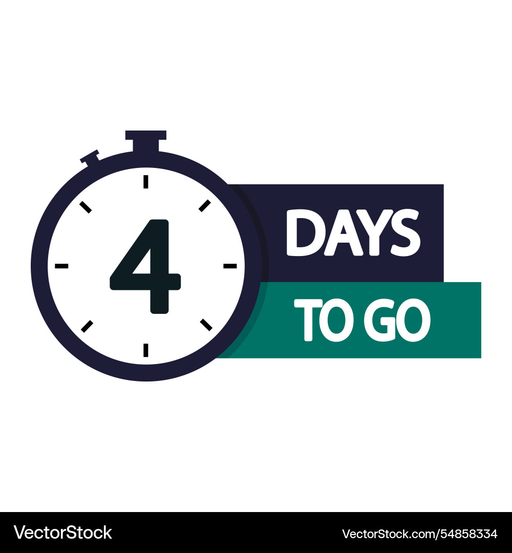Countdown timer bold 4 days to go dark green Vector Image