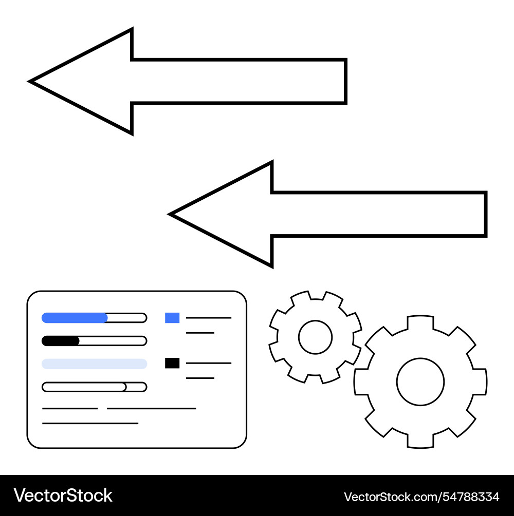Data synchronization process with arrows gears Data synchronization process with arrows gears vector image