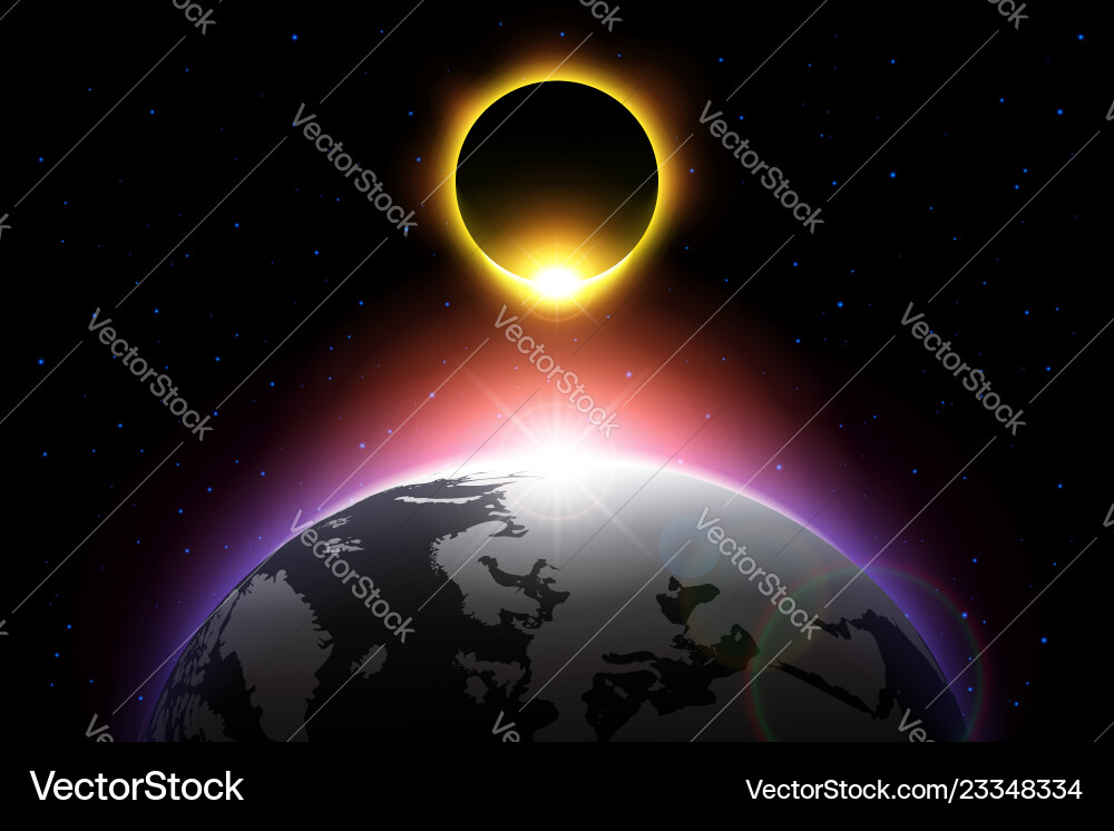 Earth and solar eclipse Royalty Free Vector Image