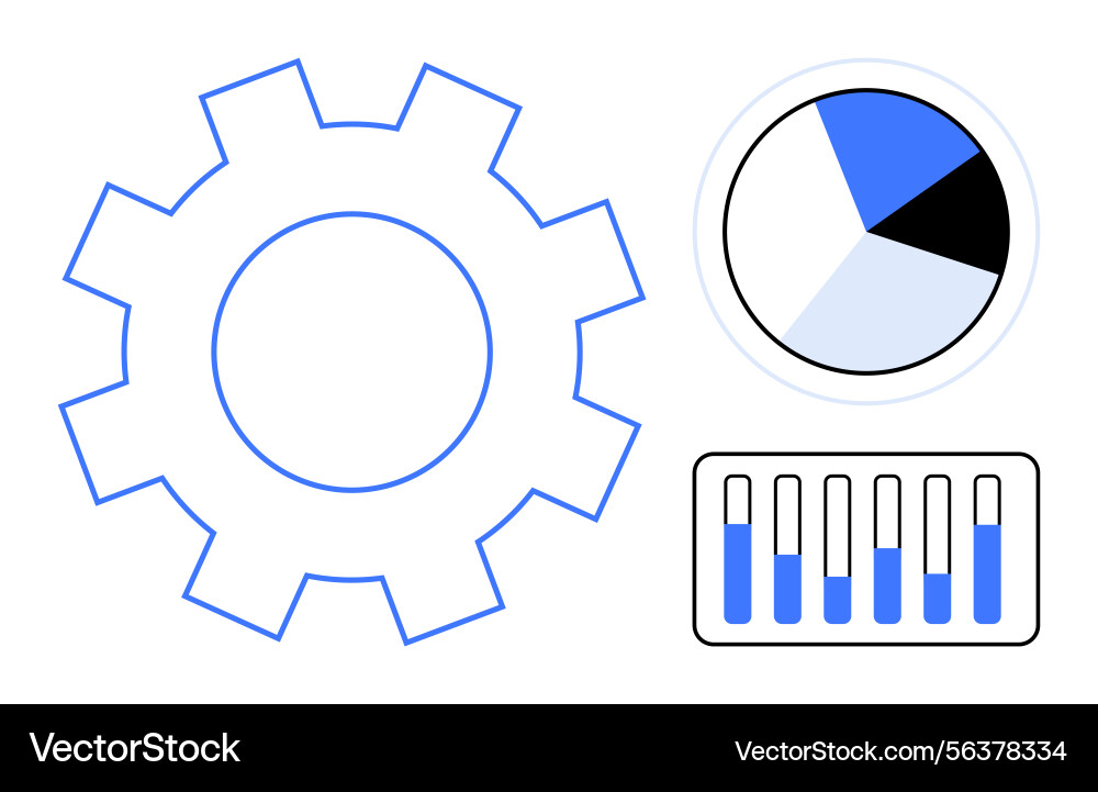 Gear pie chart and bar graph representing Gear pie chart and bar graph representing vector image