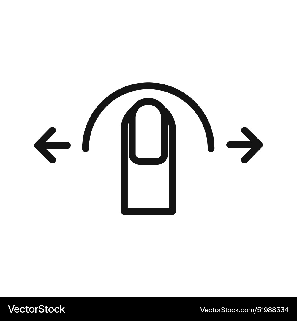 Horizontal swipe flick icon mark in filled style vector image