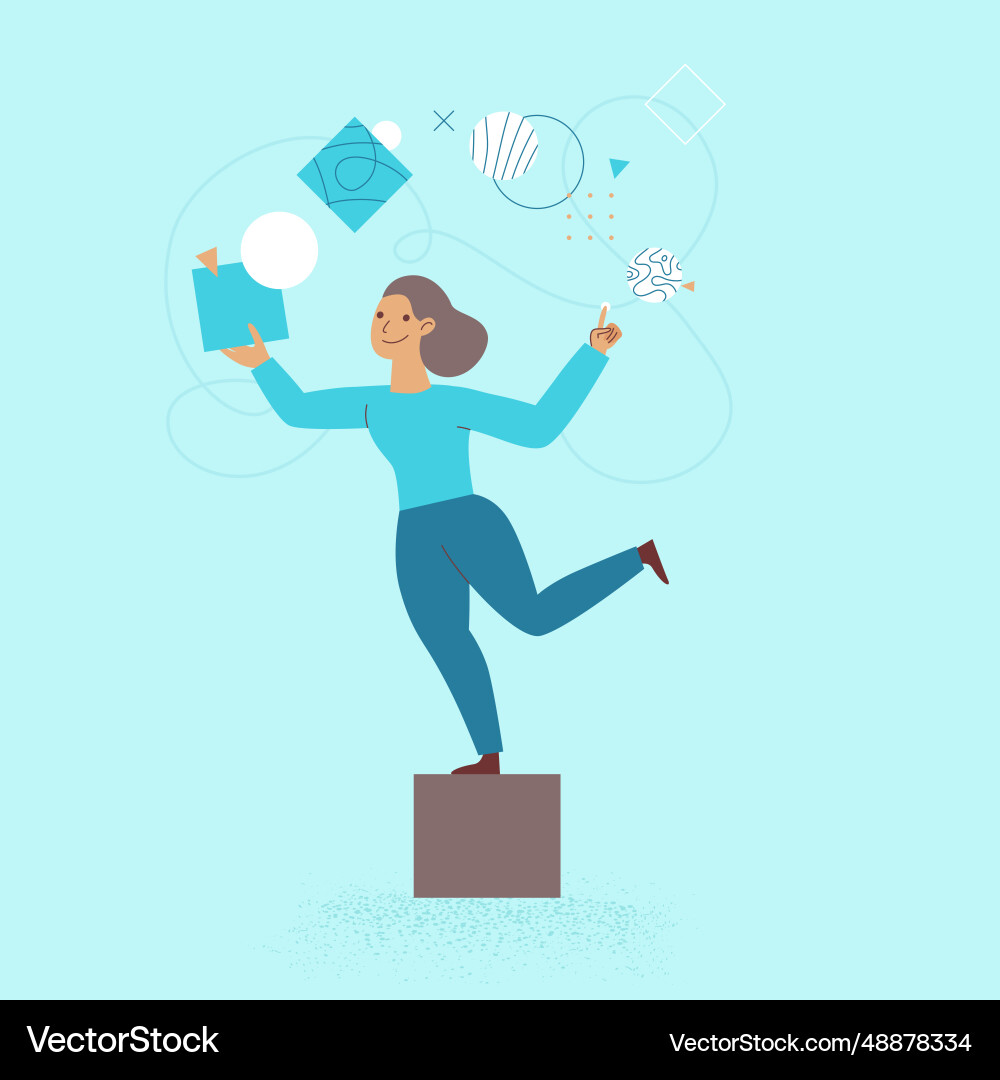 In flat linear style - female business characters vector image