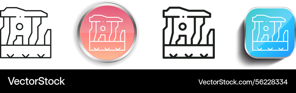 Megalith icon thin linear regular and button vector image