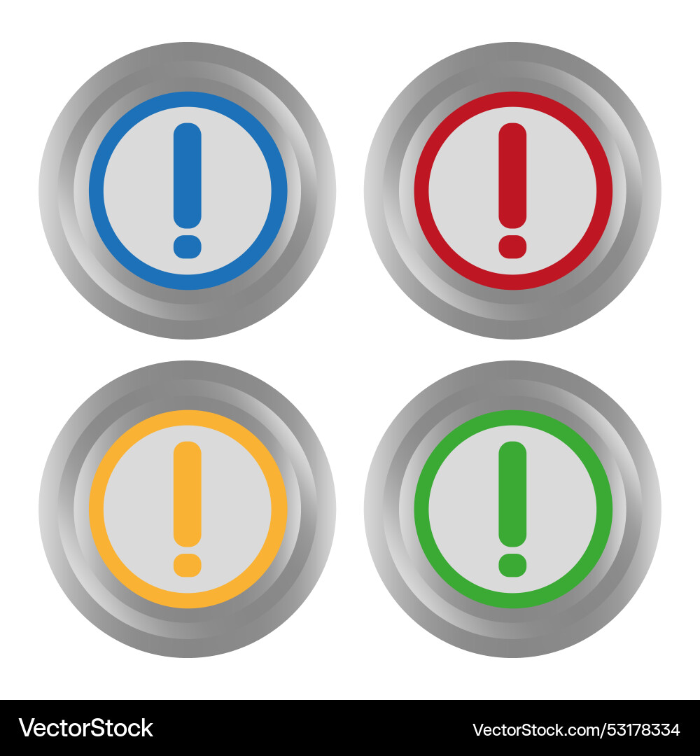 Round buttons exclamation mark in 3d style design Vector Image