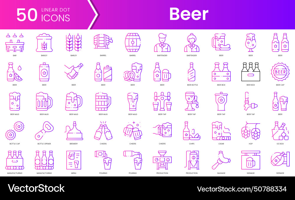 Set of beer icons gradient style icon bundle Set of beer icons gradient style icon bundle vector image