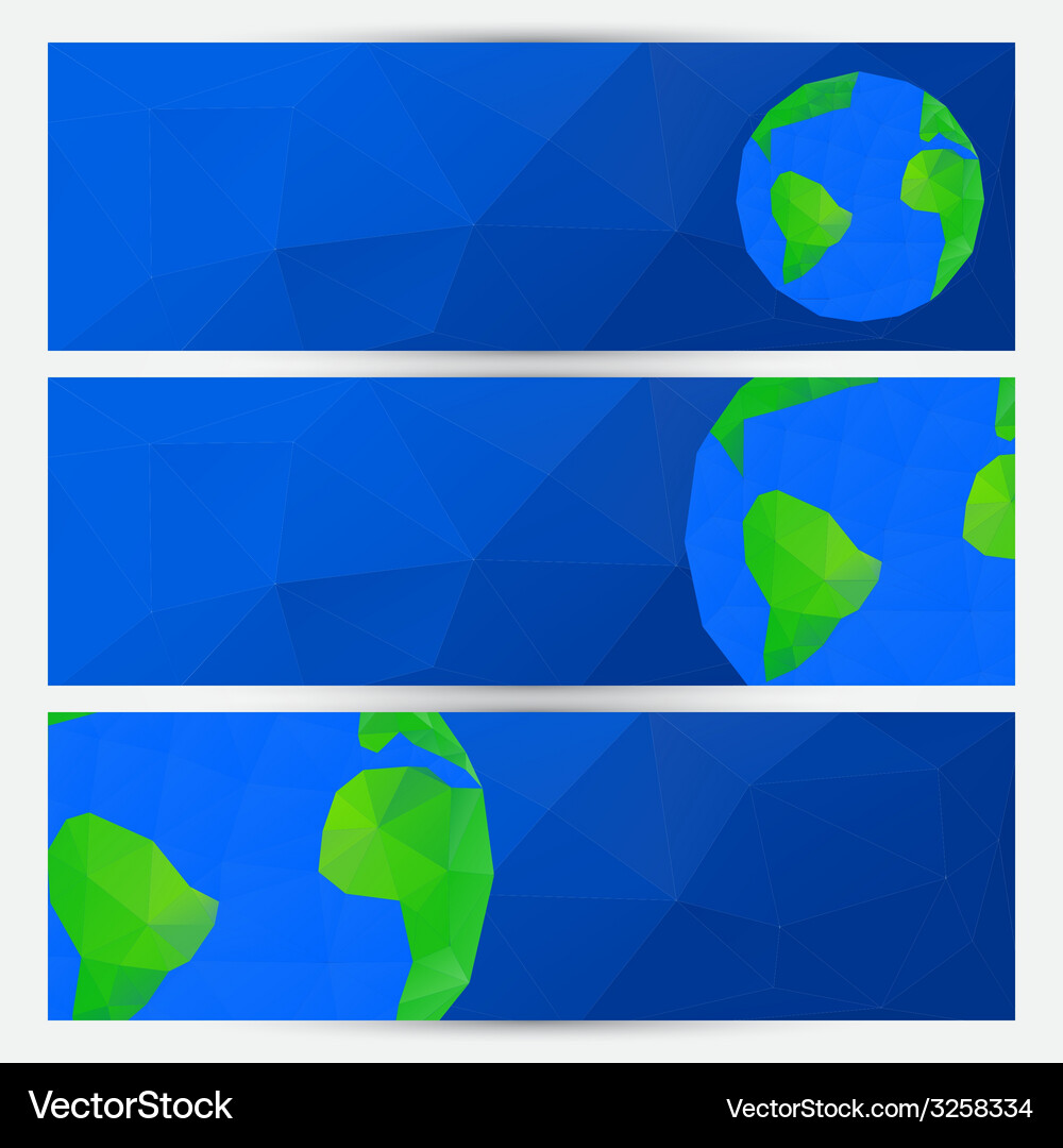 Set of blue world globe banners Vector Image
