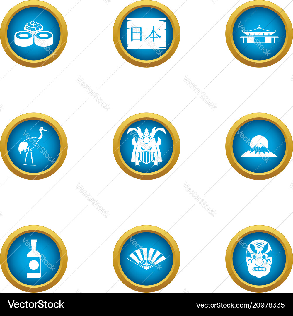 Asiatische Lebensweise Icons setzen flachen Stil Asiatische Lebensweise Icons setzen flachen Stil vektorbild