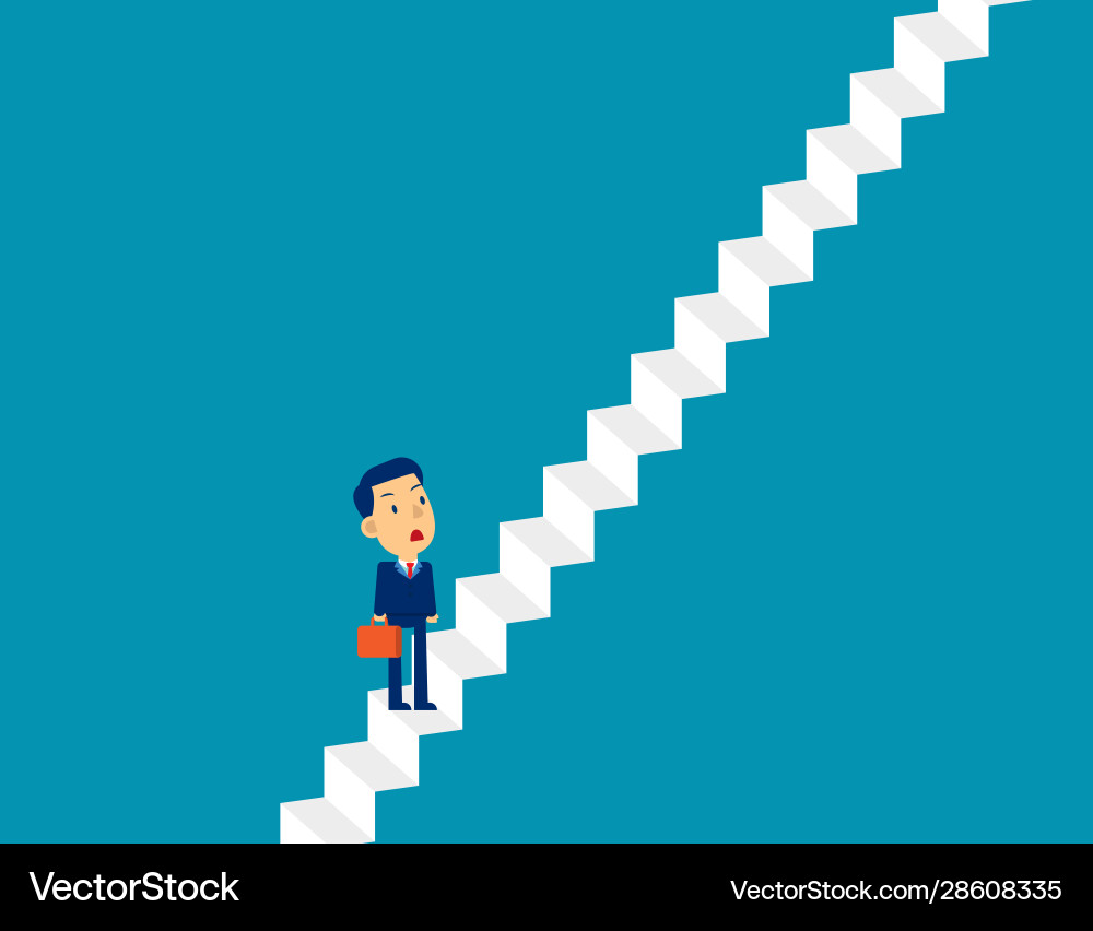 Businessman move up ladder concept cute business Businessman move up ladder concept cute business vector image